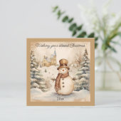 Snowman Classic Kerk gezegend met kerst Feestdagenkaart (Staand voorkant)