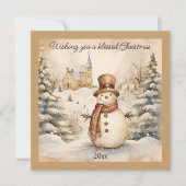 Snowman Classic Kerk gezegend met kerst Feestdagenkaart (Voorkant)