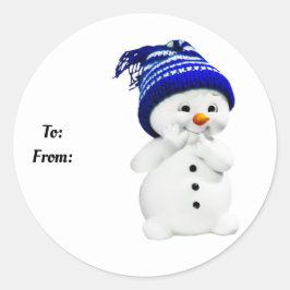 Snowman Classic Round Sticker glimlachen