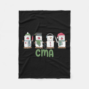 Snowman CMA Nurse Christmas Certified Medical ISTA Fleece Deken