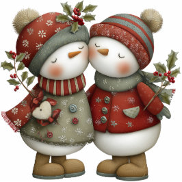 Snowman Companions Staand Fotobeeldje