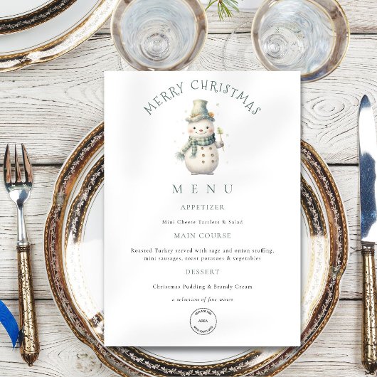 Snowman Company Logo Kerstfeest Menu Kaart
