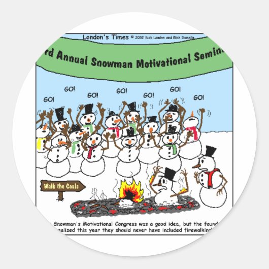 Snowman Convention Funny kerstcadeaus & T - shirts Ronde Sticker (Voorkant)