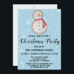 Snowman Cookie Holiday Kerstfeest Blauwe sneeuw Kaart<br><div class="desc">Viel het vakantieseizoen rond met deze feestelijke Xmas sneeuwman-koek voor kerstfeestdagen. De partijdetails worden geschreven in een witte,  gewaagde zwarte manuscripttypografie met een lichtblauwe achtergrond met fragmenten van dalende witte sneeuw. Deze uitnodiging is perfect voor een feestdag,  kerstfeest en winterfeest!</div>