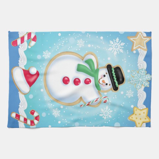 Snowman Cookie Kitchen Towel Theedoek (Horizontaal)