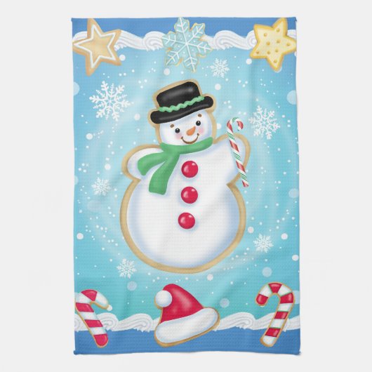 Snowman Cookie Kitchen Towel Theedoek (Verticaal)