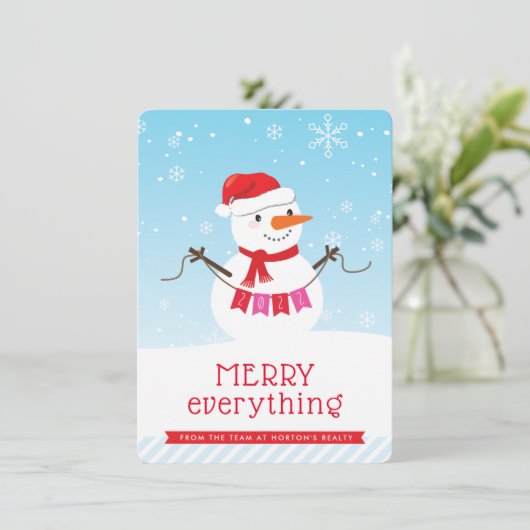 SNOWMAN CORPORATE HOLIDAY Knap sneeuwbedrijf Kaart (Staand voorkant)