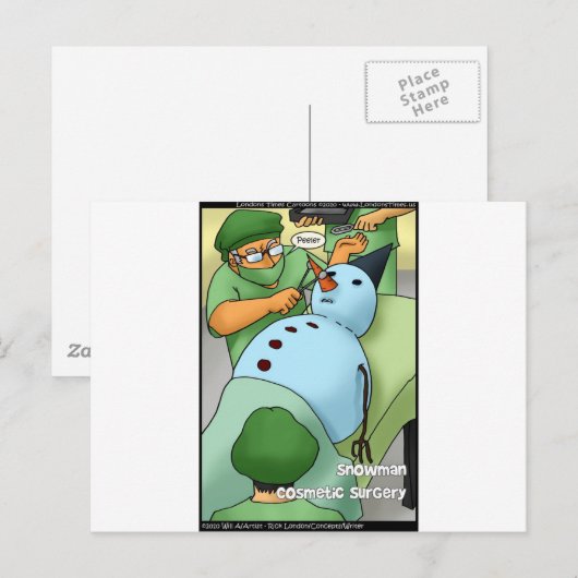 Snowman Cosmetic Surgery Funny Gifts T - shirts Ka Briefkaart (Voorkant / Achterkant)