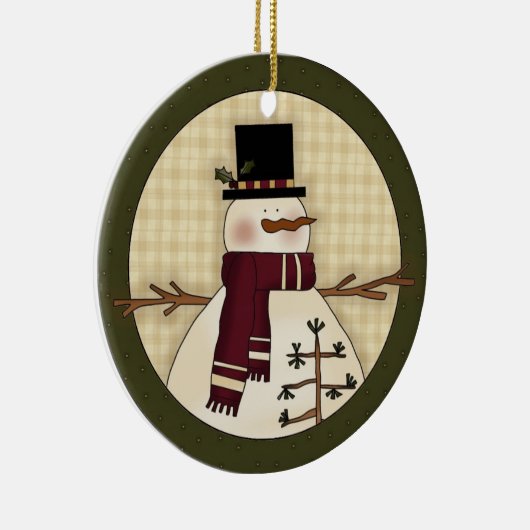 Snowman Country kerstcadeau Keramisch Ornament (Rechts)