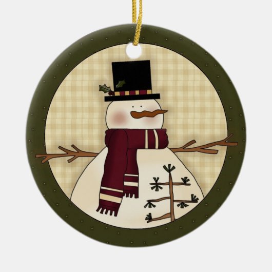 Snowman Country kerstcadeau Keramisch Ornament (Voorkant)