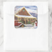  Snowman Country Store Vierkante Sticker (Tas)