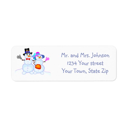 Snowman Couple Adresetiketten Etiket (Voorkant)