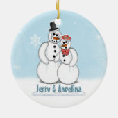 Snowman Couple Afbeelding Ornament (Achterkant)