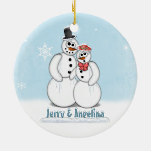 Snowman Couple Afbeelding Ornament
