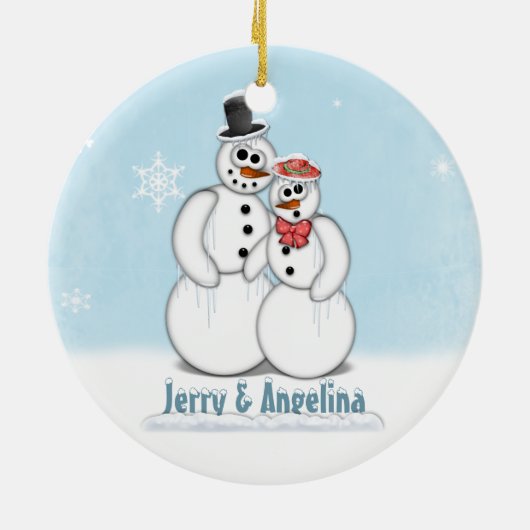 Snowman Couple Afbeelding Ornament (Achterkant)