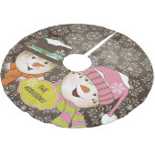 Snowman Couple Brown Snowflake Feestdagen Tree Ski Kerstboom Rok (Gekanteld)