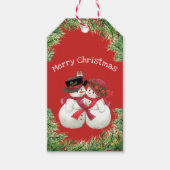 Snowman Couple Cadeaulabel (Voorkant)