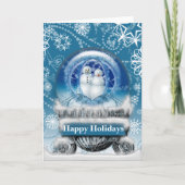 Snowman Couple Christmas Snow Globe Photo Template Feestdagen Kaart (Voorkant)