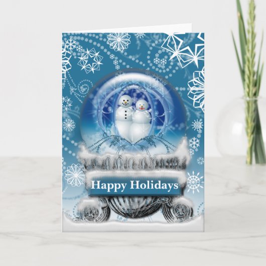 Snowman Couple Christmas Snow Globe Photo Template Feestdagen Kaart (Voorkant)