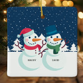 Snowman Couple Cute Persoonlijke Kerstmis Keramisch Ornament