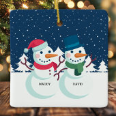 Snowman Couple Cute Persoonlijke Kerstmis Keramisch Ornament
