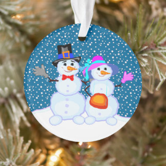 Snowman Couple die in de val van sneeuw wakt Ornament