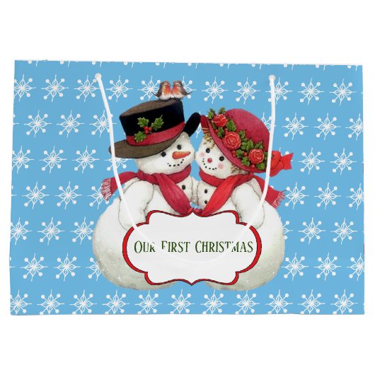 Snowman Couple, Eerste Kerstmis Groot Cadeauzakje (Achterkant)