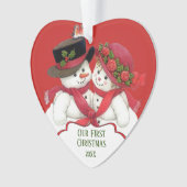 Snowman Couple, Eerste Kerstmis Ornament (voorkant)
