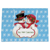 Snowman Couple, First Christmas Groot Cadeauzakje (Voorkant)