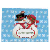 Snowman Couple, First Christmas Groot Cadeauzakje (Achterkant)