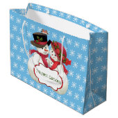 Snowman Couple, First Christmas Groot Cadeauzakje (Achterkant Gekanteld)