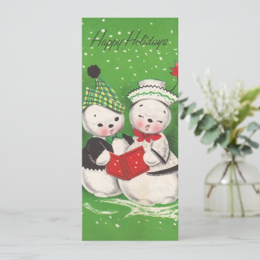 Snowman Couple Flat-kerstkaart Feestdagenkaart (Staand voorkant)