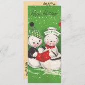 Snowman Couple Flat-kerstkaart Feestdagenkaart (Voorkant / Achterkant)