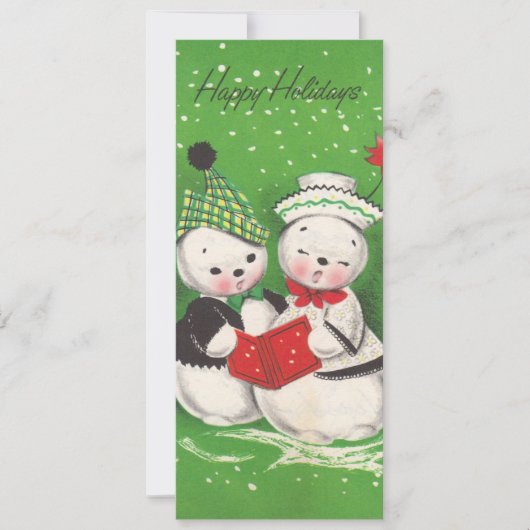Snowman Couple Flat-kerstkaart Feestdagenkaart (Voorkant)
