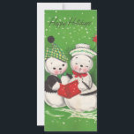 Snowman Couple Flat-kerstkaart Feestdagenkaart<br><div class="desc">platte kerstkaarten voor zakelijk of persoonlijk gebruik. Oude mode Afbeeldingen herstelden liefdevol en brachten je hierheen. Victoriaans kerstkaarten zijn speciaal en uniek. Voeg gemakkelijk uw eigen groet toe.</div>