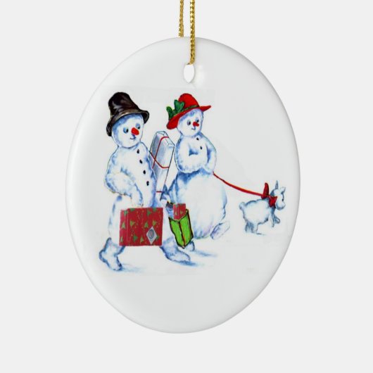 Snowman Couple Keramisch Ornament (Rechts)