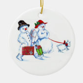 Snowman Couple Keramisch Ornament (Voorkant)
