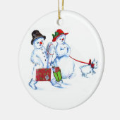 Snowman Couple Keramisch Ornament (Links)