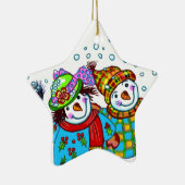 Snowman Couple Keramisch Ornament (Rechts)
