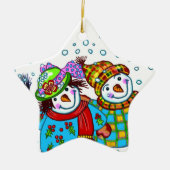 Snowman Couple Keramisch Ornament (Voorkant)