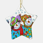 Snowman Couple Keramisch Ornament (Links)