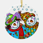 Snowman Couple Keramisch Ornament (Voorkant)
