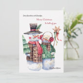 Snowman Couple kerstKaart (Staand voorkant)