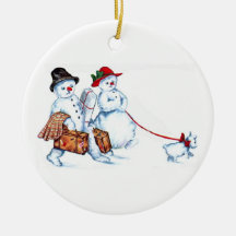 Snowman Couple-kerstversiering