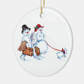 Snowman Couple-kerstversiering Keramisch Ornament (Links)