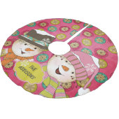 Snowman Couple Orb Snowflakes Vakantie Tree Skirt Kerstboom Rok (Gekanteld)