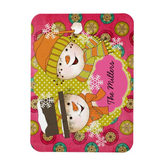 Snowman Couple persoonlijke Flexi Magnet Magneet (Verticaal)