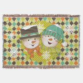 Snowman Couple Stippen en Argyle Holiday Throw Deken (Voorkant)