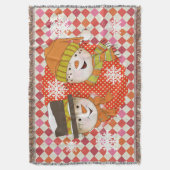 Snowman Couple Stippen en Argyle Holiday Throw Deken (Voorkant Verticaal)