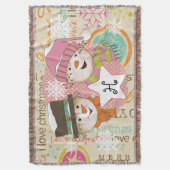 Snowman Couple Stippen en Typografie Holiday Throw Deken (Voorkant Verticaal)